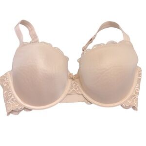 Le Mystere Beige Lace Bra, Size 34DDD/F